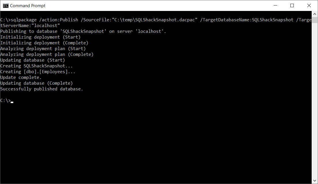 Database Snapshot Published
