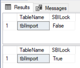 The results of our query checking the lock on bulk load option for the specific table.