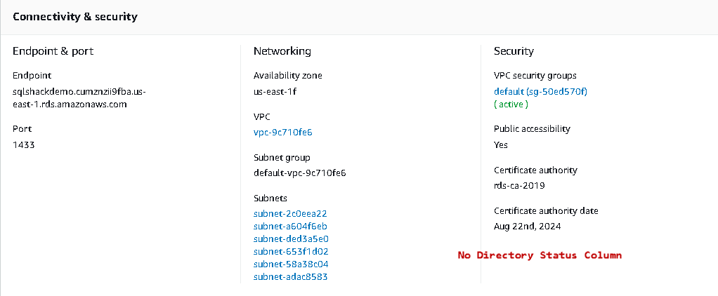 View RDS Dashboard 