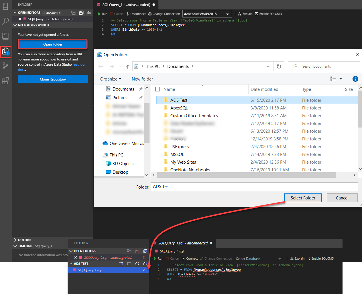 Open Folder option