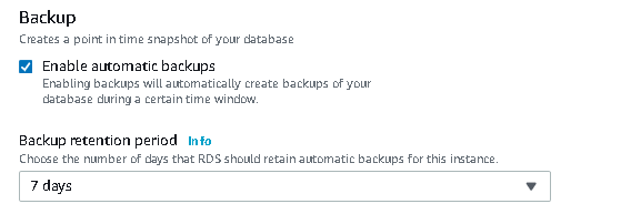 Automatic back and backup retention period