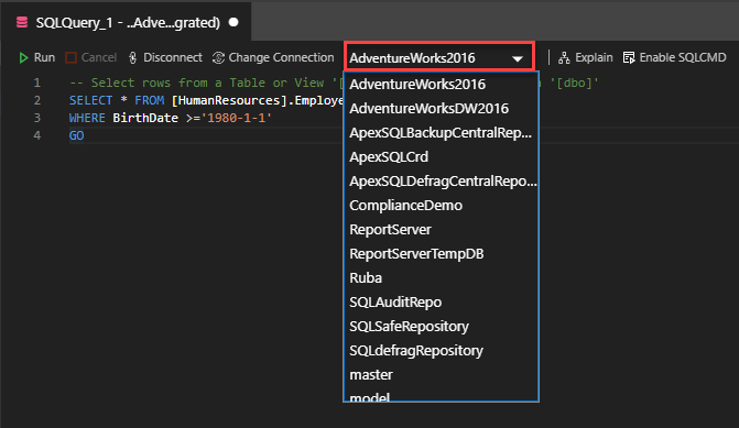 change database