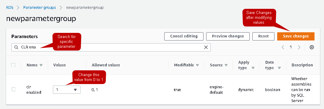 Create a custom parameter group