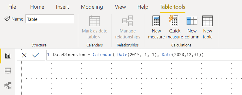 Creating the Date Dimension in Power BI