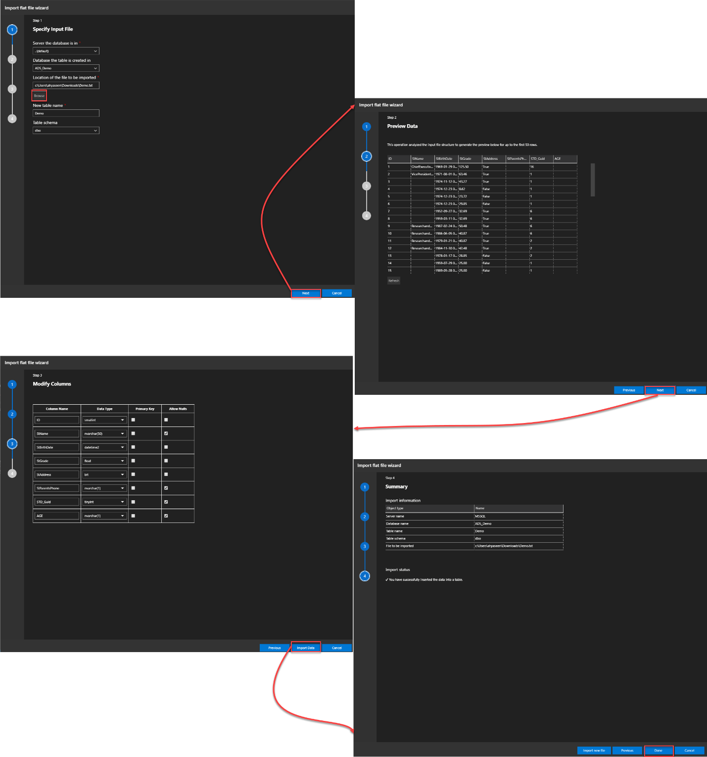 Import Flat File wizard
