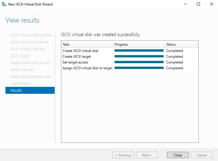 iSCSI virtual disk have been created