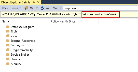 Search object in a single database