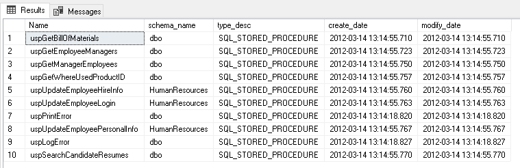 Search Stored procedures