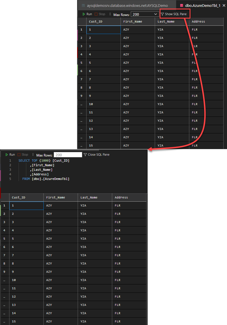 Show SQL Pane 