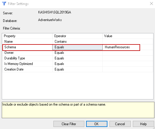 Specify filter conditions