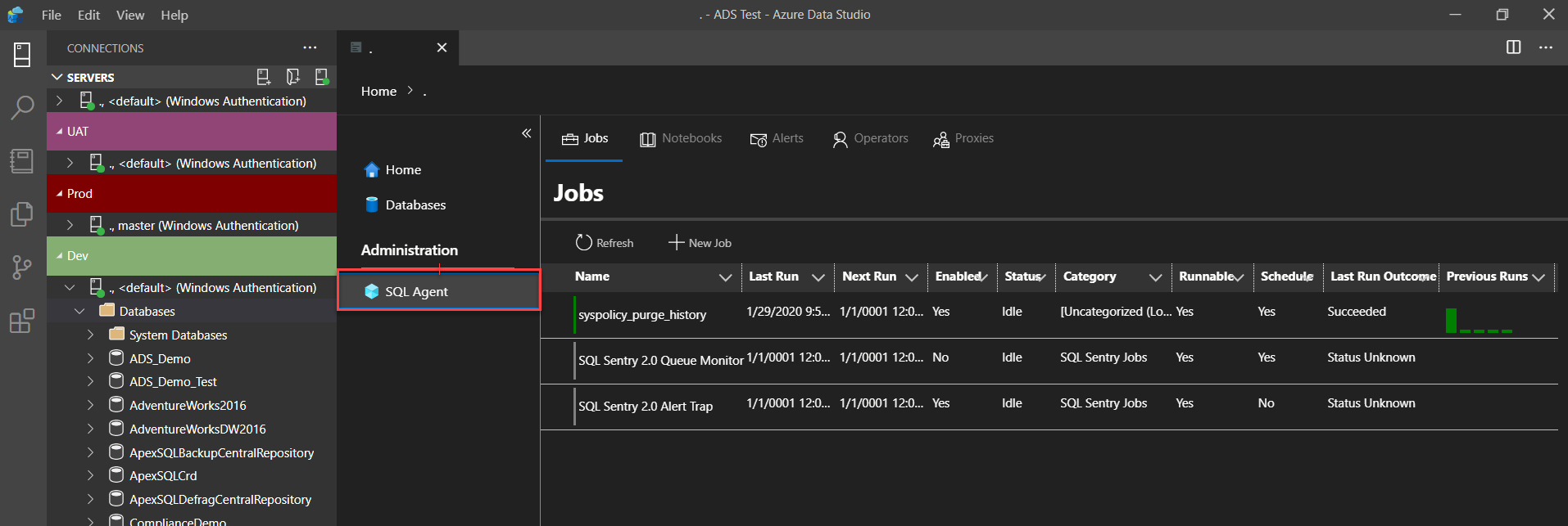 SQL Agent Jobs list