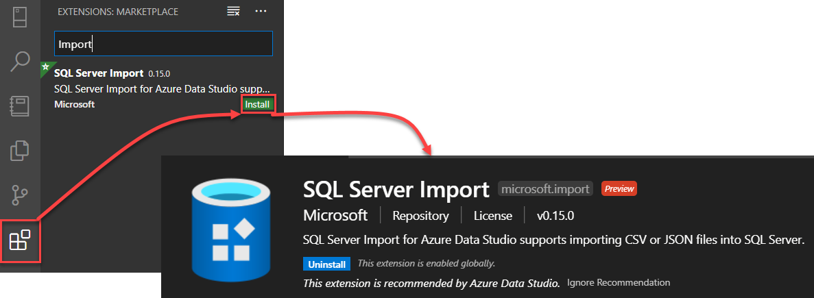 SQL Server Import extension 