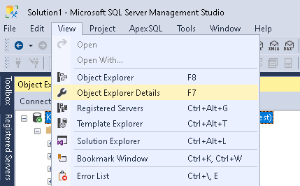 SSMS object explorer