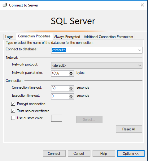 To connect AWS RDS SQL Server intance you need to enable Encrypt connection and trusted connection in the SSMS Settings