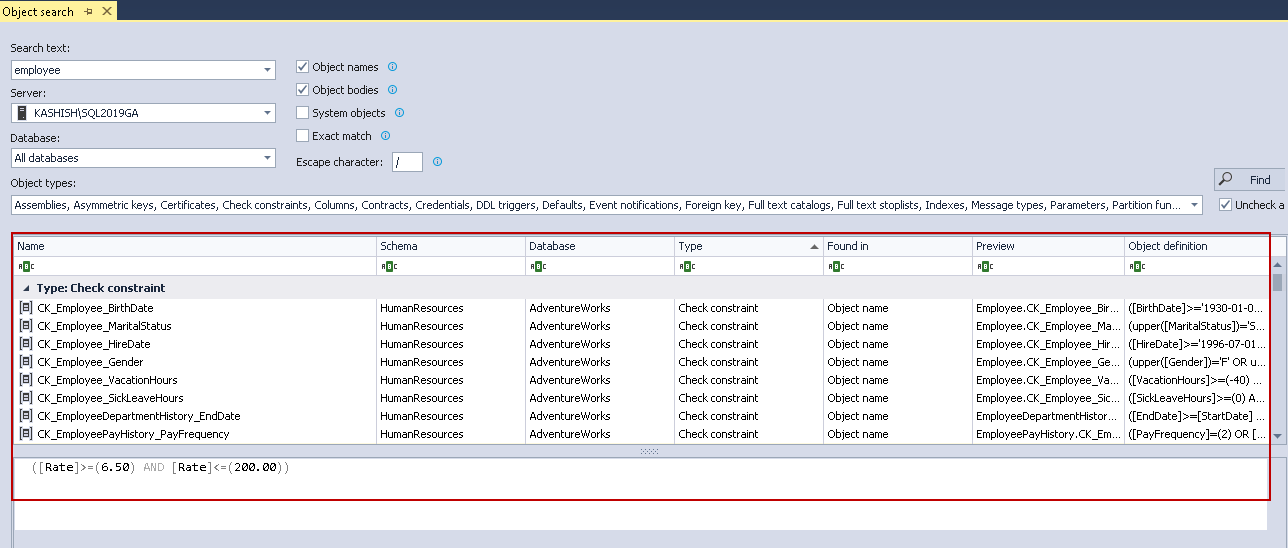 View results in ApexSQL search