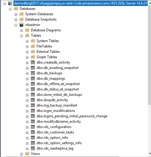 You can see the AWS RDS SQL Server instance connection succesful