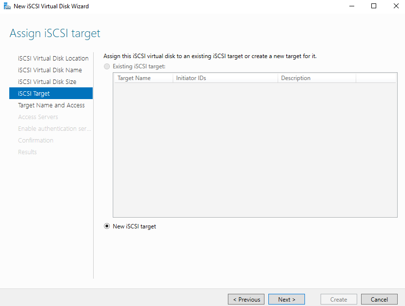 New iSCSI target