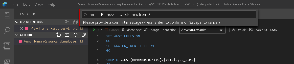 Commit message