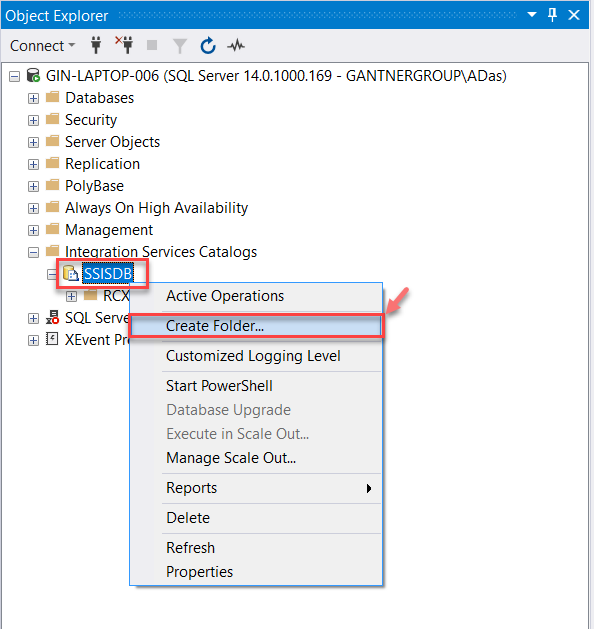 Creating a folder in SSISDB