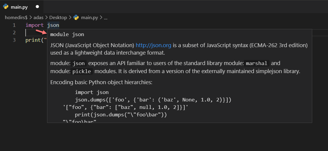 Documentation support in VS Code