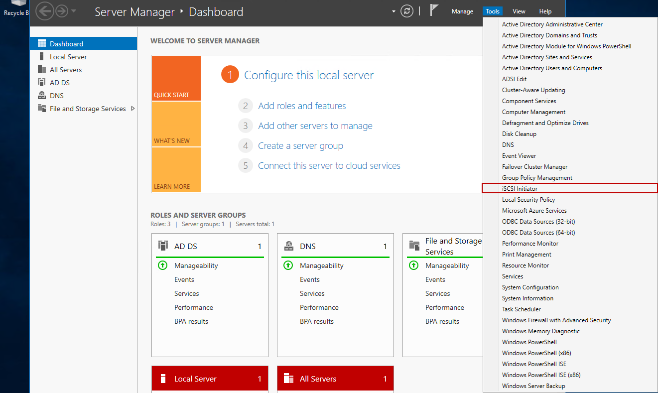 windows正在配置更新，如何在Windows Server 2016上配置iSCSI啟動器