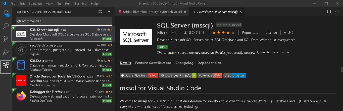 SQL Server extension