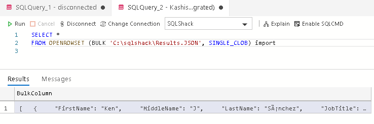 SELECT query using OPENROWSET function