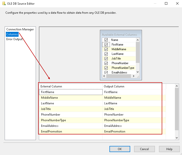 View source columns