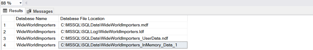 Obtain database file name using sys.database_files