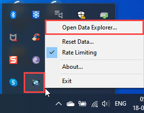 Azure Cosmos Database emulator in taskbar