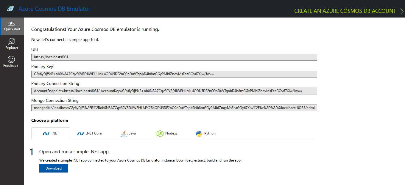 Cosmos DB Data explorer