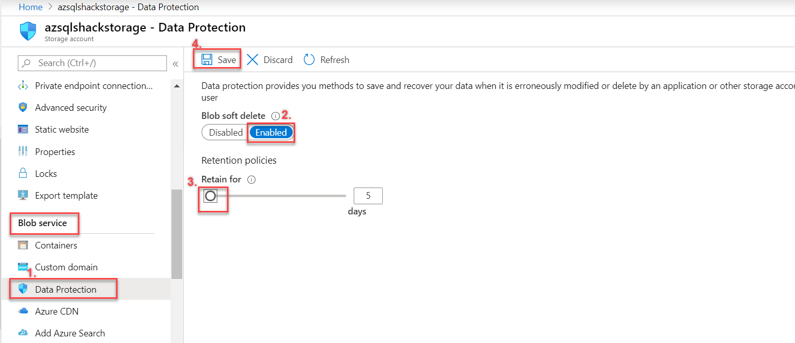 Enable soft delete feature in blob storage.