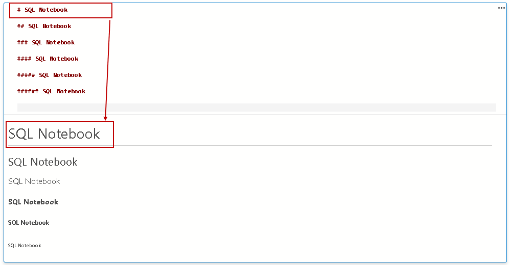 Headings in SQL Notebook