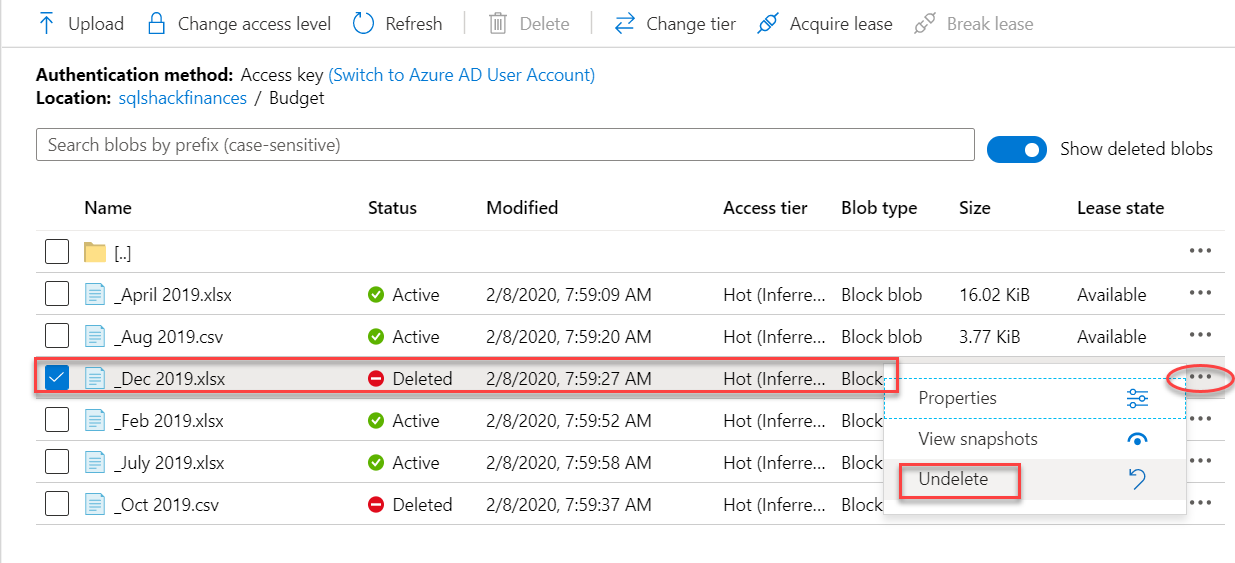 Recovering deleted blobs.