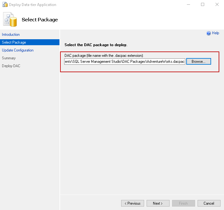 select the DAC package 