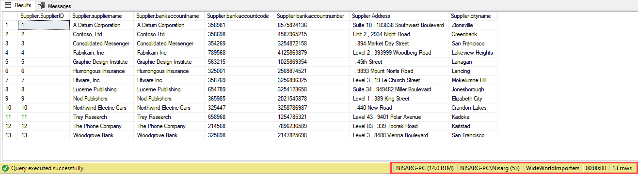 T-SQL Query output
