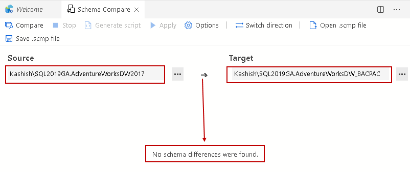 Validate schema of database imported 