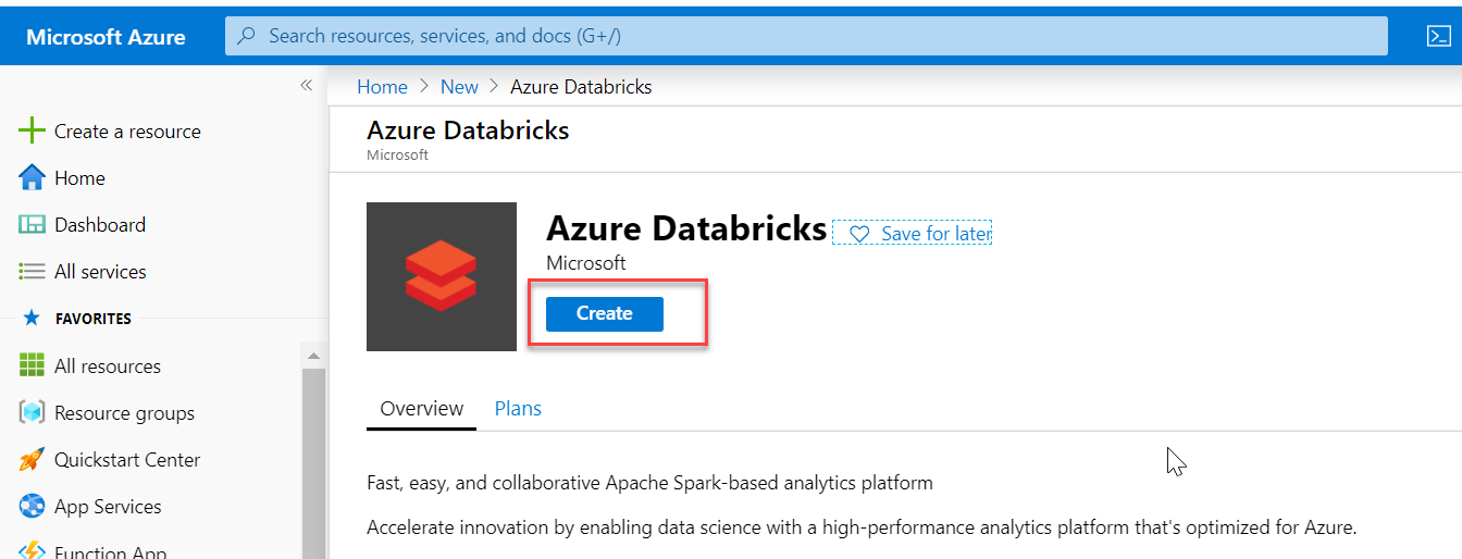 Create Databricks on the Azure portal. 2/3