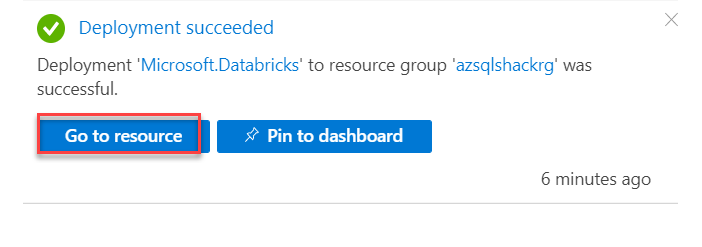 Databricks service successfully deployed on Azure.