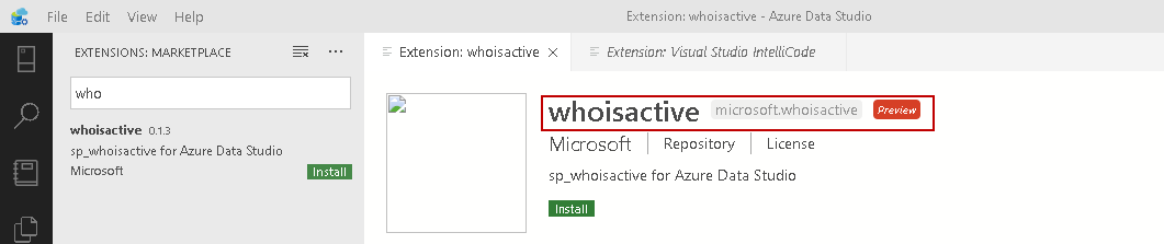 extension in Azure Data Studio