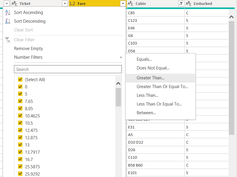 Filtering rows according to criteria