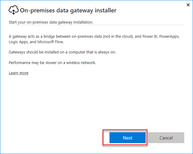 Power BI Data Gateway Installer