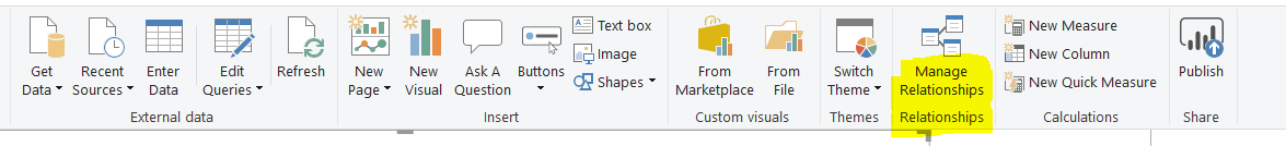 Selecting the Manage Relationships tool