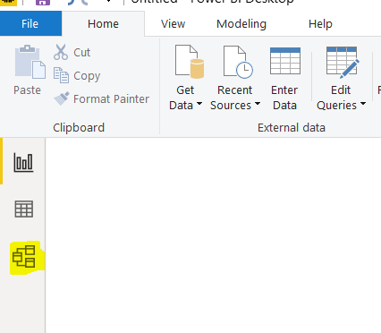 Selecting the relationship view in Power BI