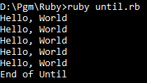 Until loop example in Ruby