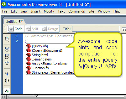 Dreamweaver自动代码完成