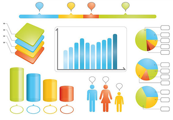 干净的彩色渐变图表信息图表免费赠品