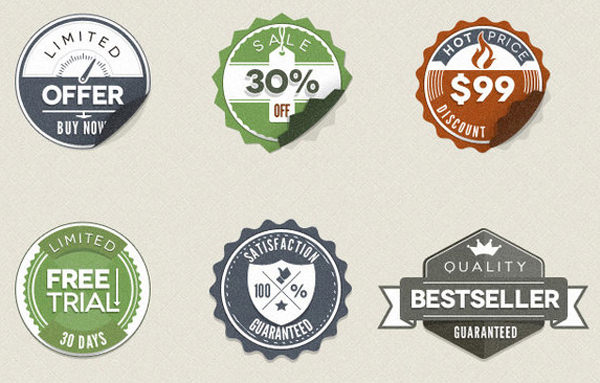 免费赠品的老式贴纸徽章信息图表元素