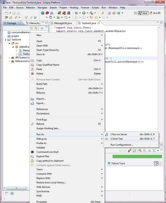 Eclipse截图的快速junit