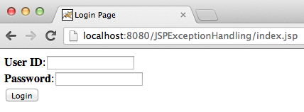 JSP exception handling example Login Page